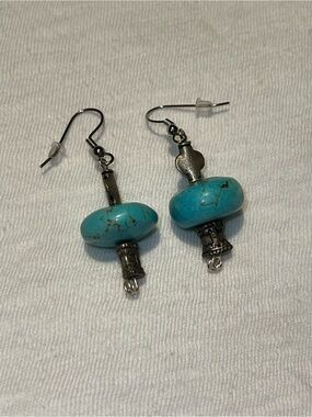 Hand Crafted Turquoise Blue Bead Drop Earrings